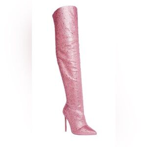 👢STEVE MADDEN VIVIANNE Pink Crystal Thigh-High Boots✨  Size 11 | Brand New, $150